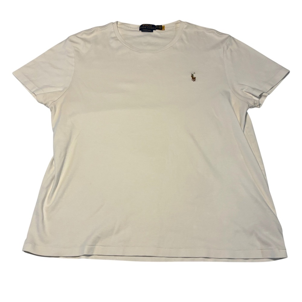 Polo Ralph Lauren Men's White T-Shirt Custom Slim Fit Pony Logo Size XL